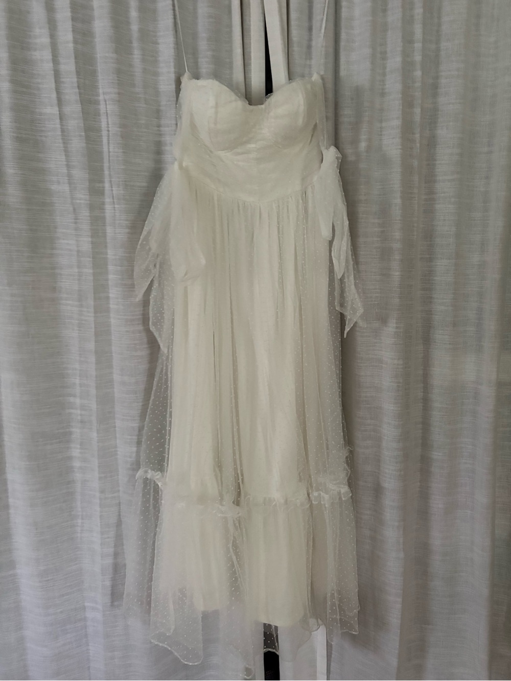 Petal & Pup White Midi Tulle Dress with Tie Straps - Picture 4 of 8